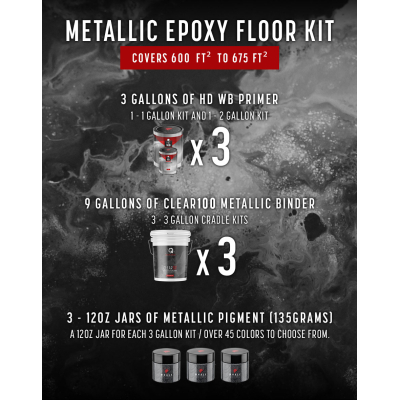 Metallic Epoxy - Floor Kit - 600 to 675 sq ft - Super Thick 20 to 24mil Coating