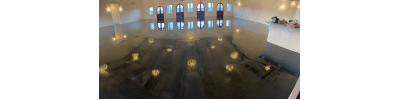 Dark Gray Metallic Epoxy Church floor